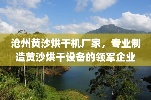 沧州黄沙烘干机厂家，专业制造黄沙烘干设备的领军企业