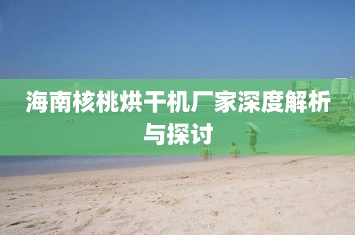 海南核桃烘干机厂家深度解析与探讨