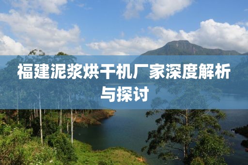 福建泥浆烘干机厂家深度解析与探讨