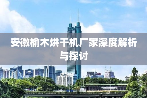 安徽榆木烘干机厂家深度解析与探讨