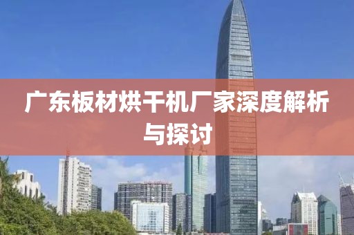 广东板材烘干机厂家深度解析与探讨