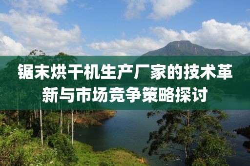 锯末烘干机生产厂家的技术革新与市场竞争策略探讨