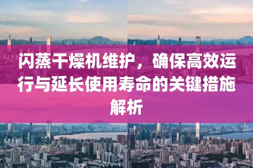 闪蒸干燥机维护，确保高效运行与延长使用寿命的关键措施解析