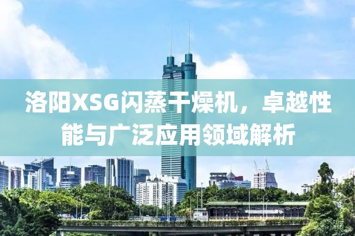 洛阳XSG闪蒸干燥机，卓越性能与广泛应用领域解析