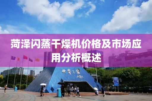 菏泽闪蒸干燥机价格及市场应用分析概述