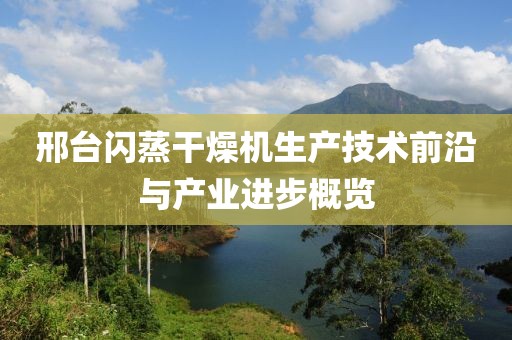 邢台闪蒸干燥机生产技术前沿与产业进步概览