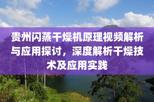 贵州闪蒸干燥机原理视频解析与应用探讨，深度解析干燥技术及应用实践