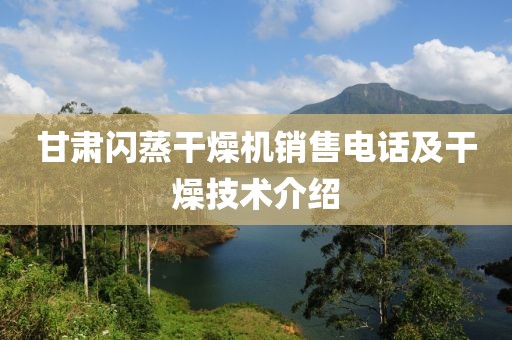 甘肃闪蒸干燥机销售电话及干燥技术介绍