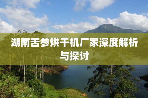 湖南苦参烘干机厂家深度解析与探讨