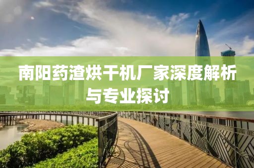 南阳药渣烘干机厂家深度解析与专业探讨