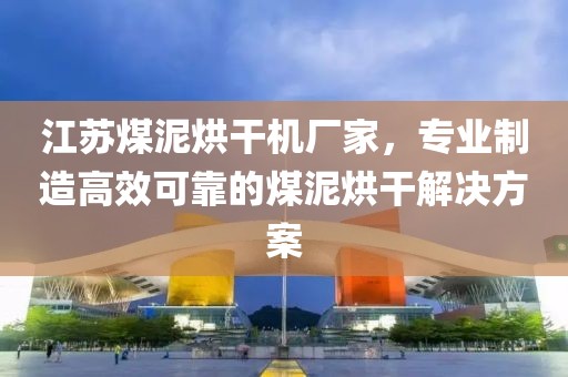 江苏煤泥烘干机厂家，专业制造高效可靠的煤泥烘干解决方案