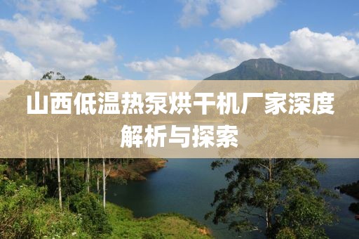 山西低温热泵烘干机厂家深度解析与探索